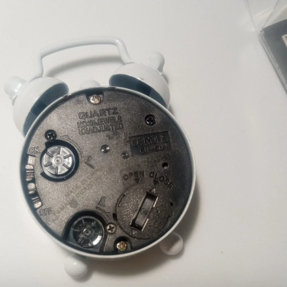 ✦ Pier 1 Imports Mini White Twin Bell Alarm Clock NOS Vintage Boho ✦